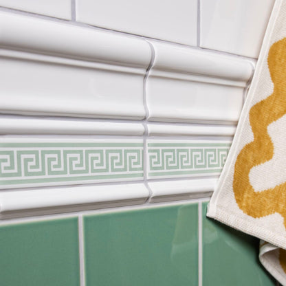 Brilliant White Astragal Moulding Ceramic Wall Tile 152x21mm