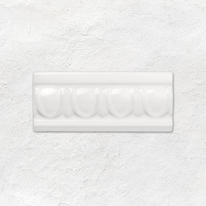 Brilliant White Egg & Dart Moulding Ceramic Wall Tile 152x65mm