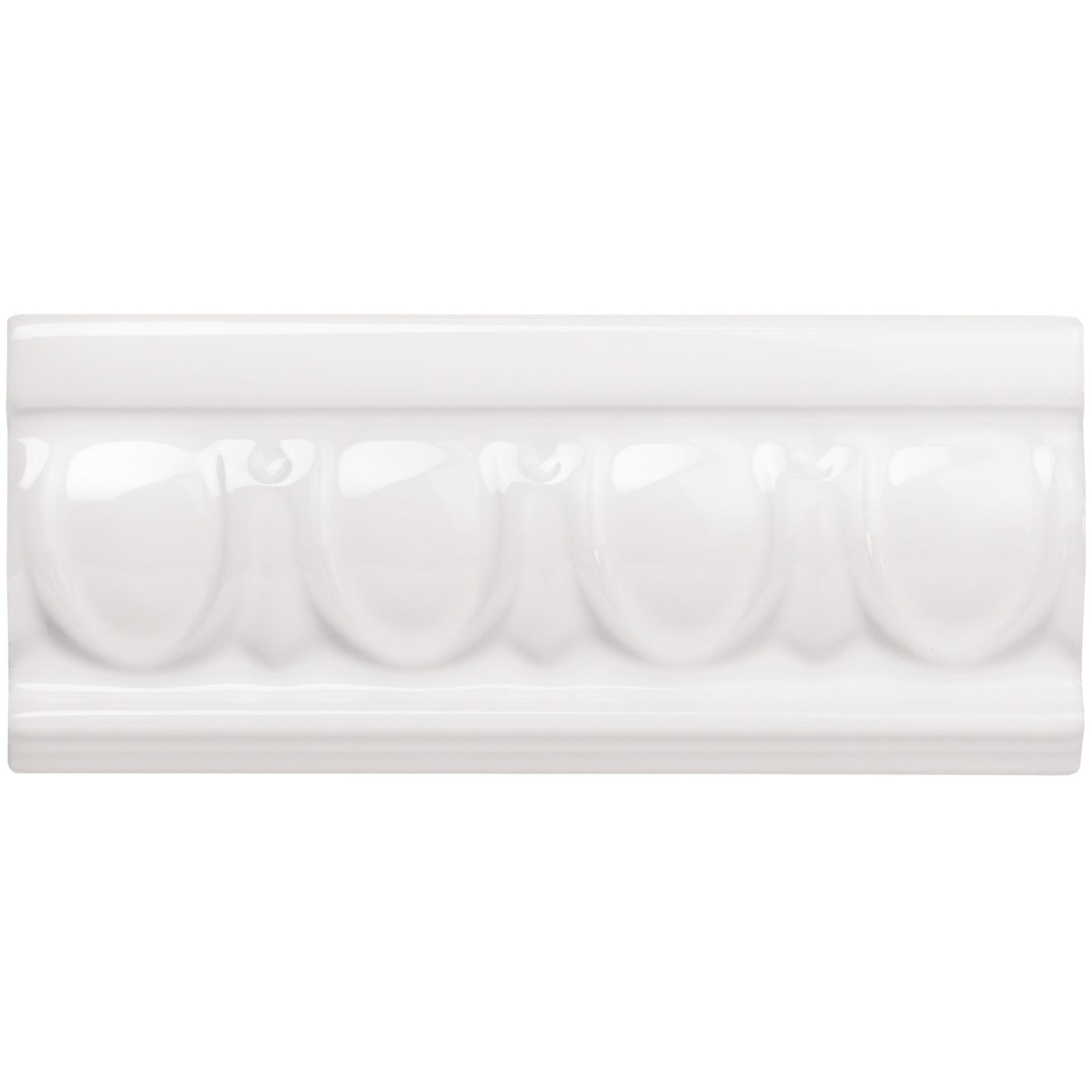 Brilliant White Egg & Dart Moulding Ceramic Wall Tile 152x65mm