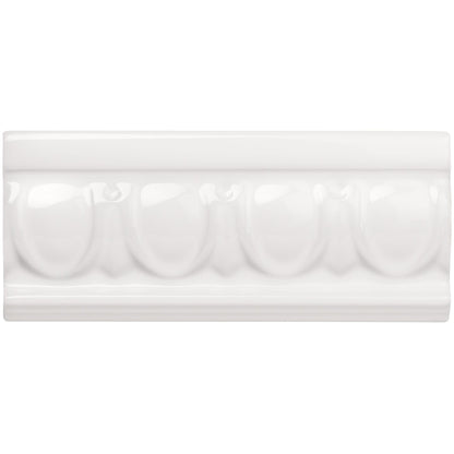 Brilliant White Egg & Dart Moulding Ceramic Wall Tile 152x65mm