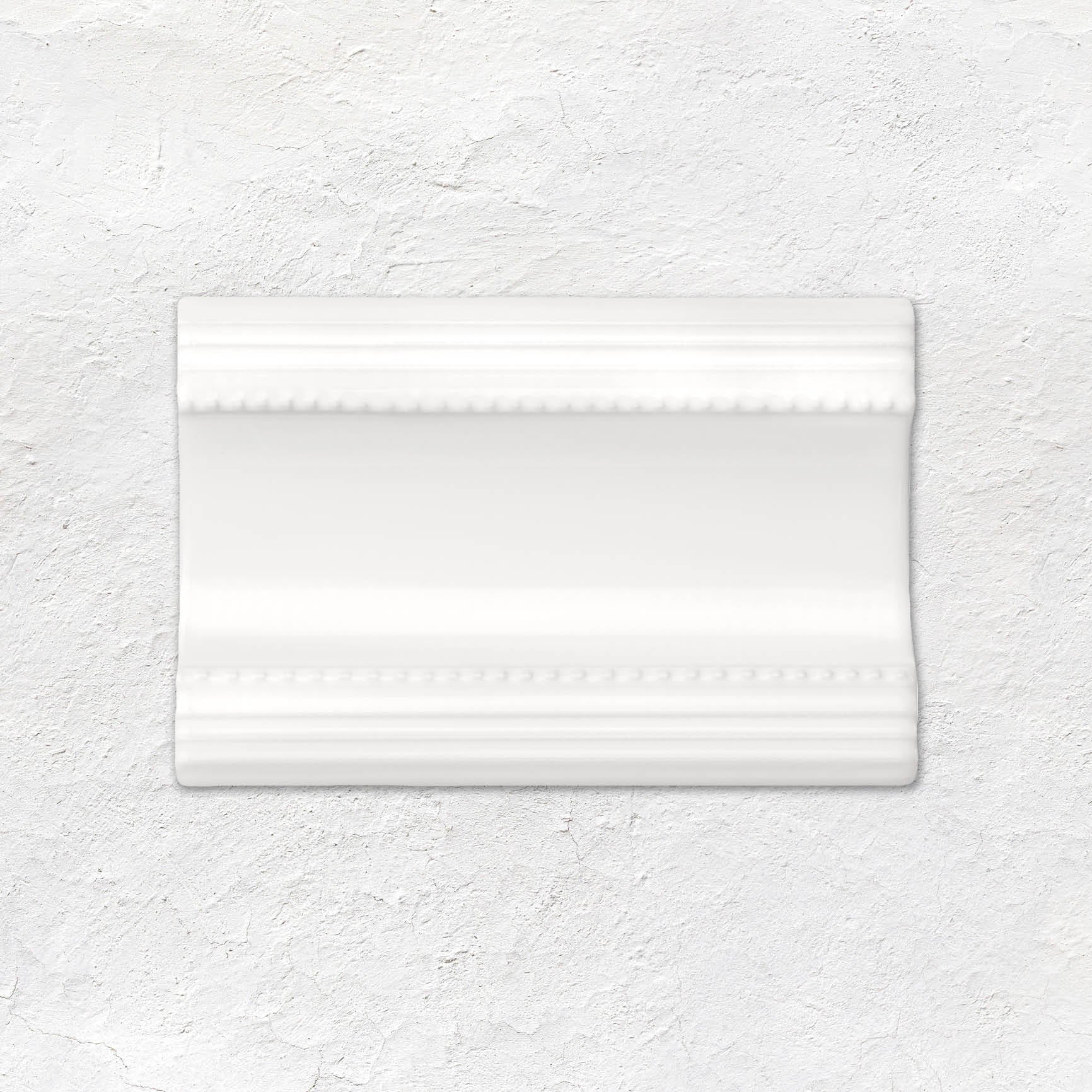 Brilliant White Plain Cornice Ceramic Wall Tile 152x75mm - Gloss
