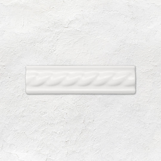 Brilliant White Rope Moulding Ceramic Wall Tile 152x40mm