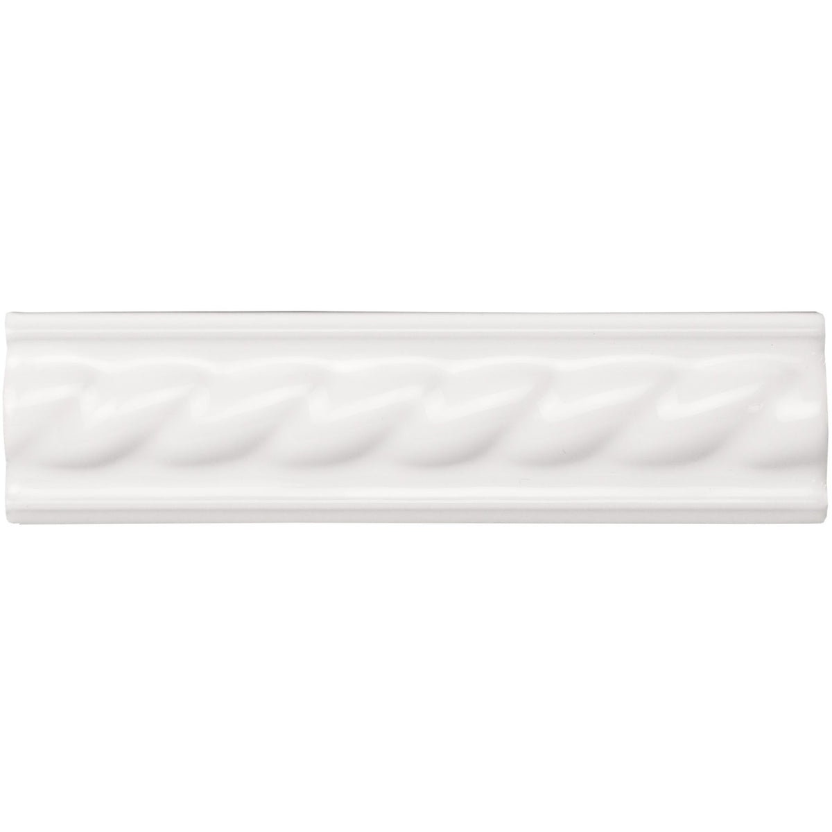 Brilliant White Rope Moulding Ceramic Wall Tile 152x40mm