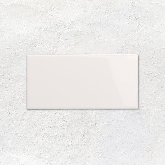 Brilliant White Rounded Long Edge Half Tile