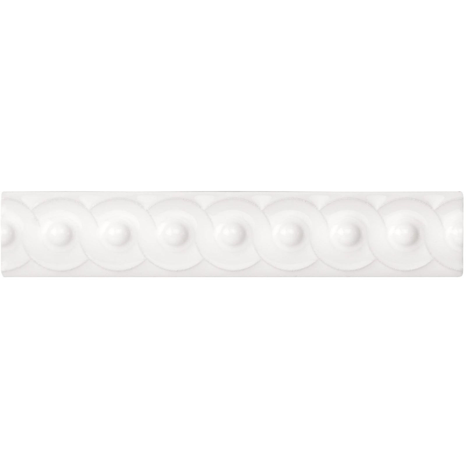 Brilliant White Scroll Moulding Ceramic Wall Tile 152x29mm