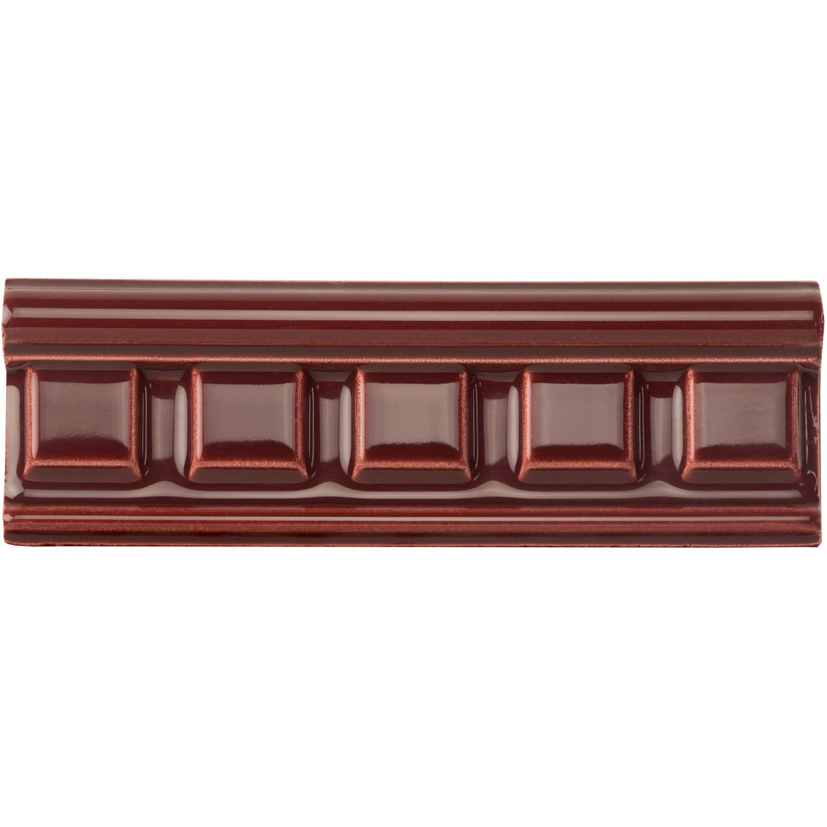 Burgundy Dentil Moulding Ceramic Wall Tile 152x50mm