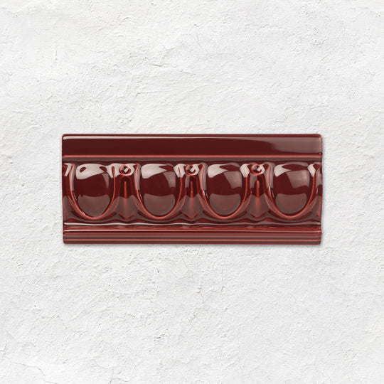 Burgundy Egg & Dart Moulding Ceramic Wall Tile 152x65mm