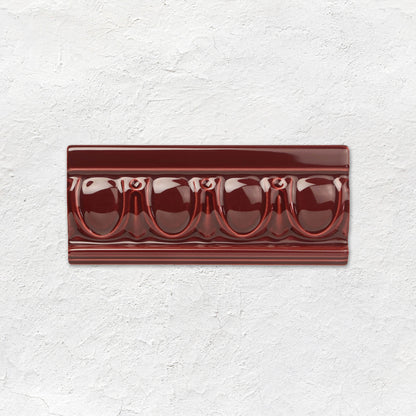 Burgundy Egg & Dart Moulding Ceramic Wall Tile 152x65mm