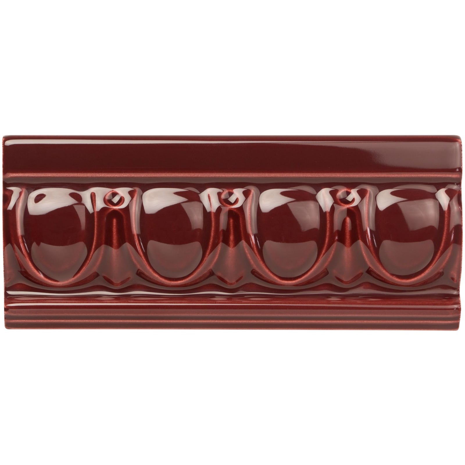 Burgundy Egg & Dart Moulding Ceramic Wall Tile 152x65mm