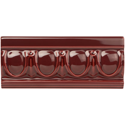 Burgundy Egg & Dart Moulding Ceramic Wall Tile 152x65mm