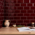 Burgundy Metro Bevelled Tile 150x75mm