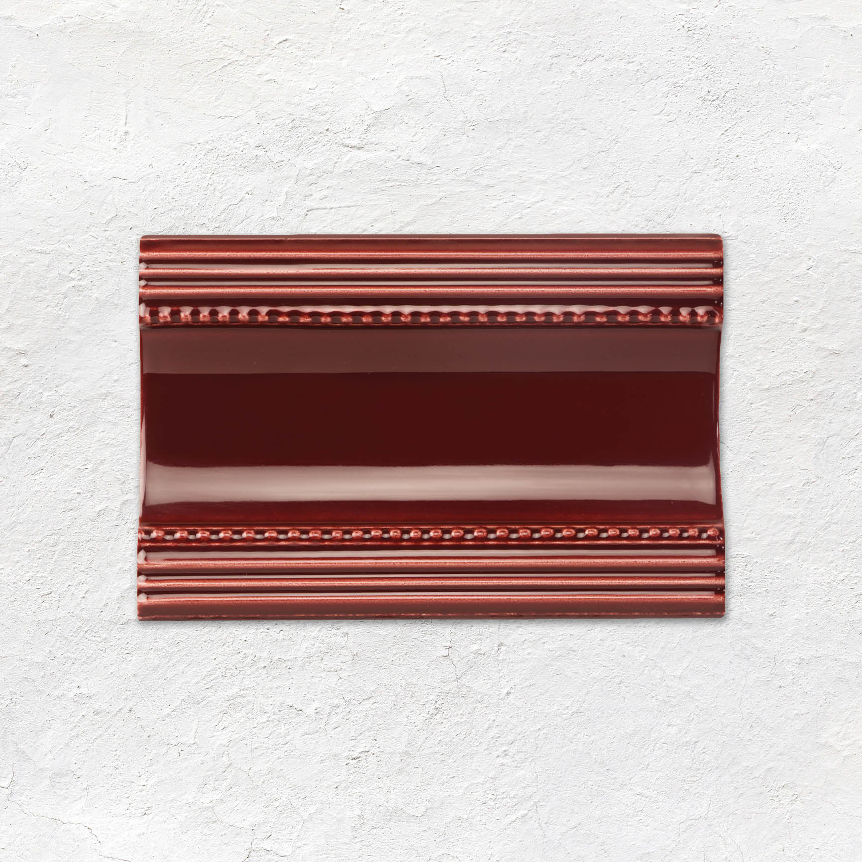 Burgundy Plain Cornice Ceramic Wall Tile 152x75mm - Gloss - Red