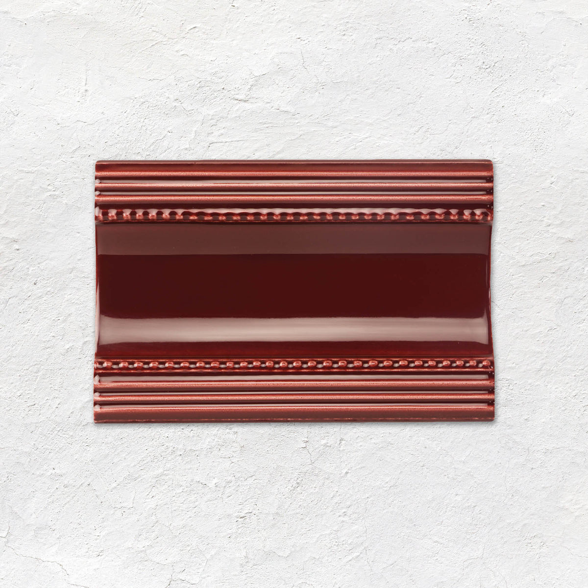 Burgundy Plain Cornice Ceramic Wall Tile 152x75mm - Gloss - Red