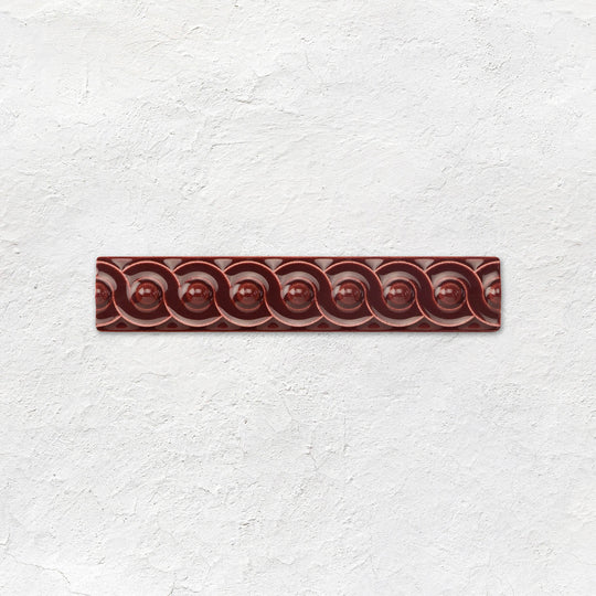 Burgundy Scroll Moulding Ceramic Wall Tile 152x29mm