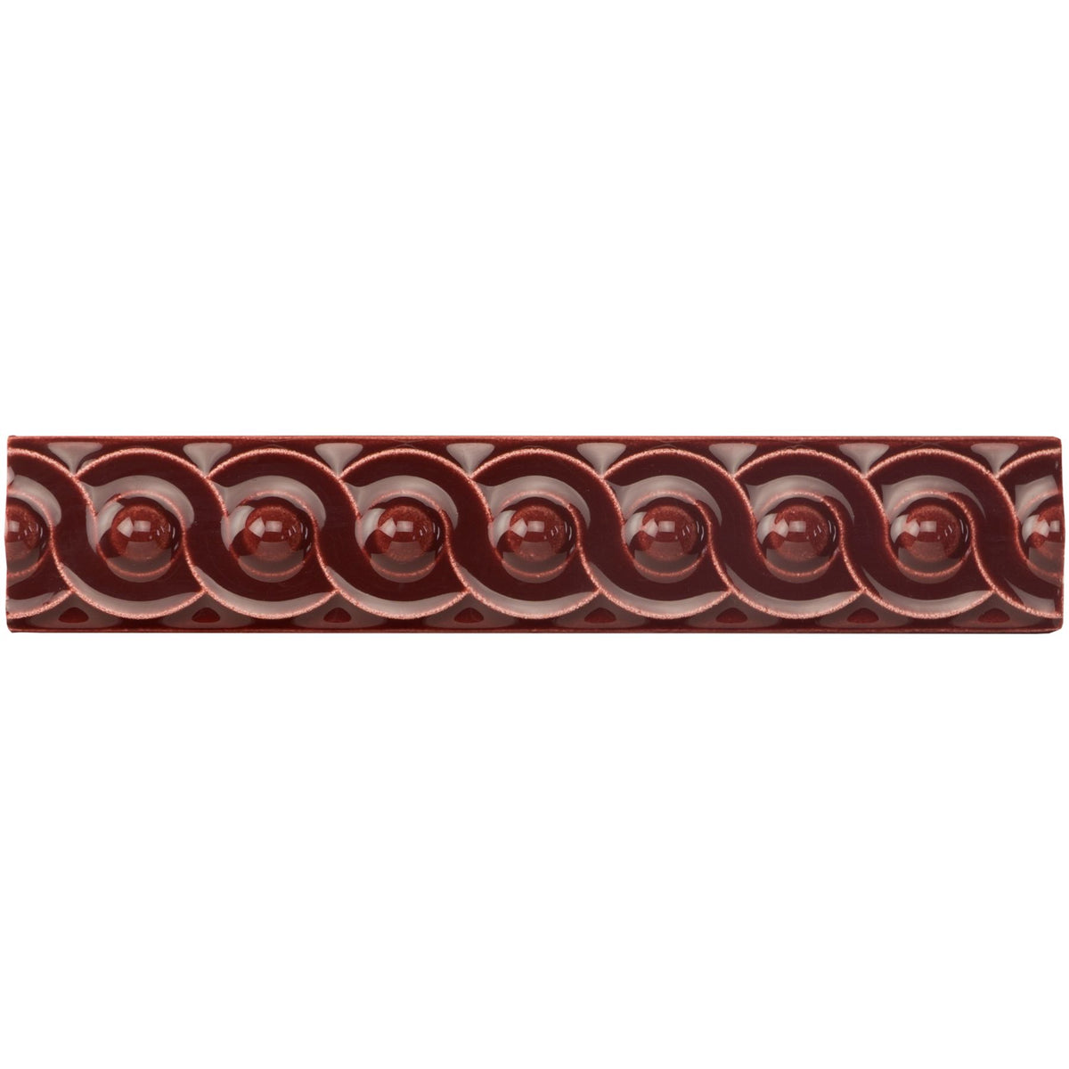 Burgundy Scroll Moulding Ceramic Wall Tile 152x29mm - Gloss - Red