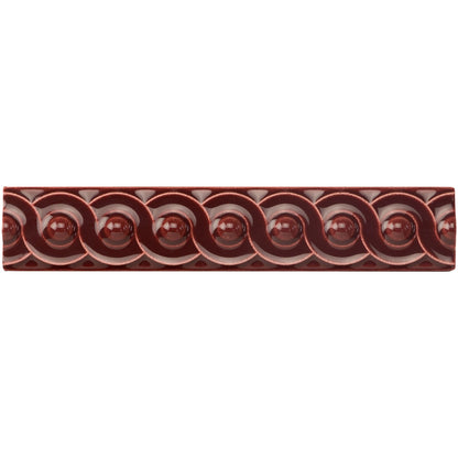 Burgundy Scroll Moulding Ceramic Wall Tile 152x29mm