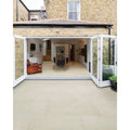Buscot Limestone Etched flagstones laid outdoors