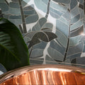 Byzantine Porcelain Palmette Sculpted grey and black patterned porcelain tile