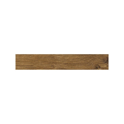Cotswold Elm wood effect porcelain plank tile 20 x 120cm in deep warm brown