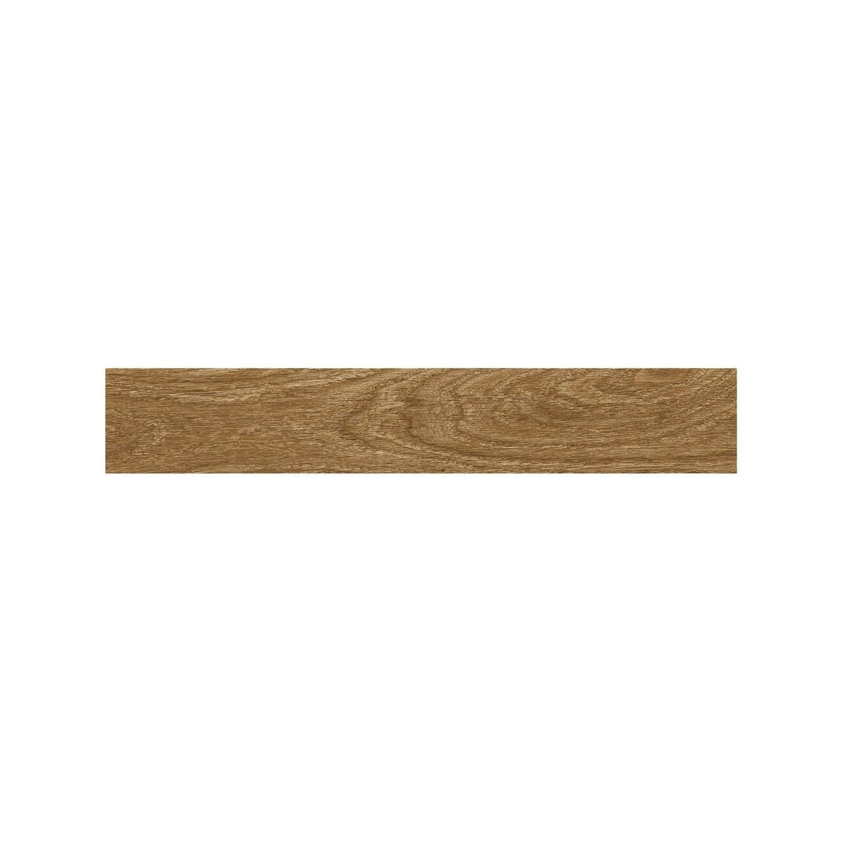 Deep Elm wood effect plank tiles laid across a kitchen floor, Fired Earth Cotswold