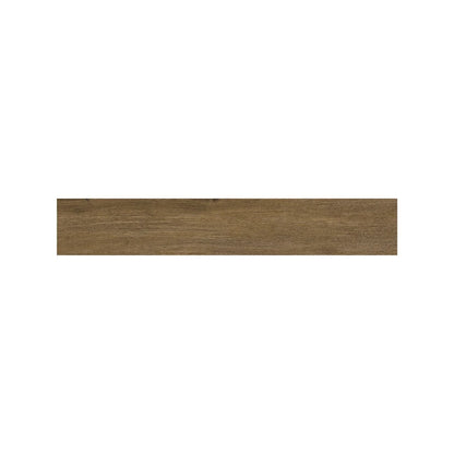 Cotswold Walnut wood effect porcelain plank tile 20 x 120cm in rich dark brown