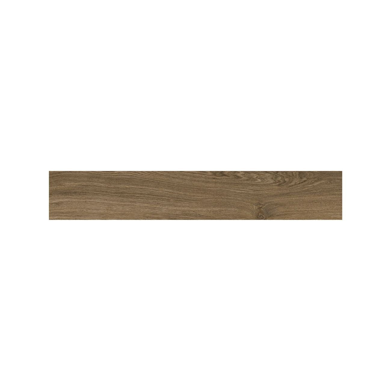 Close detail of grain and knots on a Cotswold Walnut wood effect porcelain plank