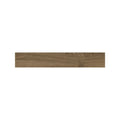 Close detail of grain and knots on a Cotswold Walnut wood effect porcelain plank