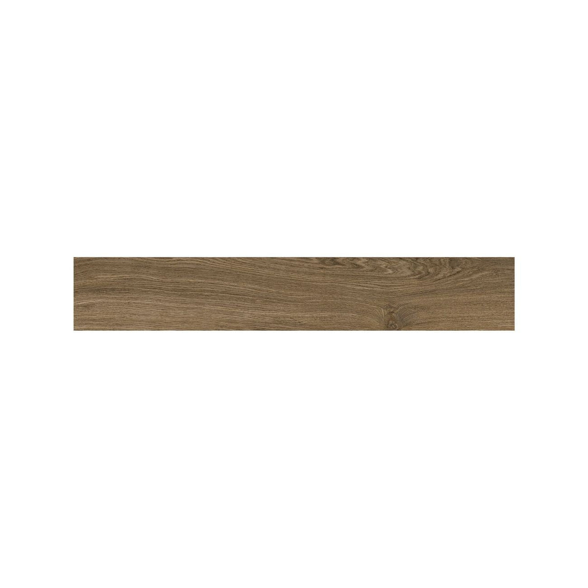 Close detail of grain and knots on a Cotswold Walnut wood effect porcelain plank
