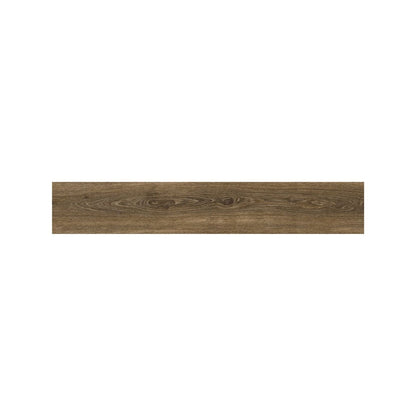 Rich dark Cotswold Walnut wood effect floor tiles in a living space