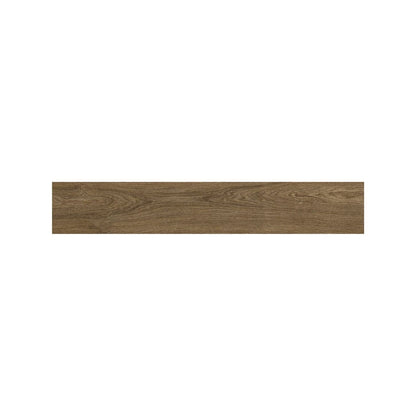 Cotswold Walnut porcelain plank flooring used in a bathroom over underfloor heating