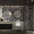 Carrara White - Platinum Grey Honed Marble Hexagon Mosaic Tiles 48x48
