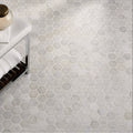 Carrara White Tumbled Marble Hexagon Mosaic Tile 48x48
