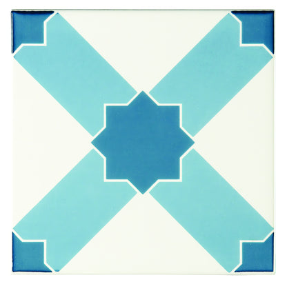 Chambray Blue on Brilliant White - Hyperion Tiles