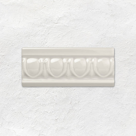 Chancel Grey Egg & Dart Moulding Ceramic Wall Tile 152x65mm - Gloss