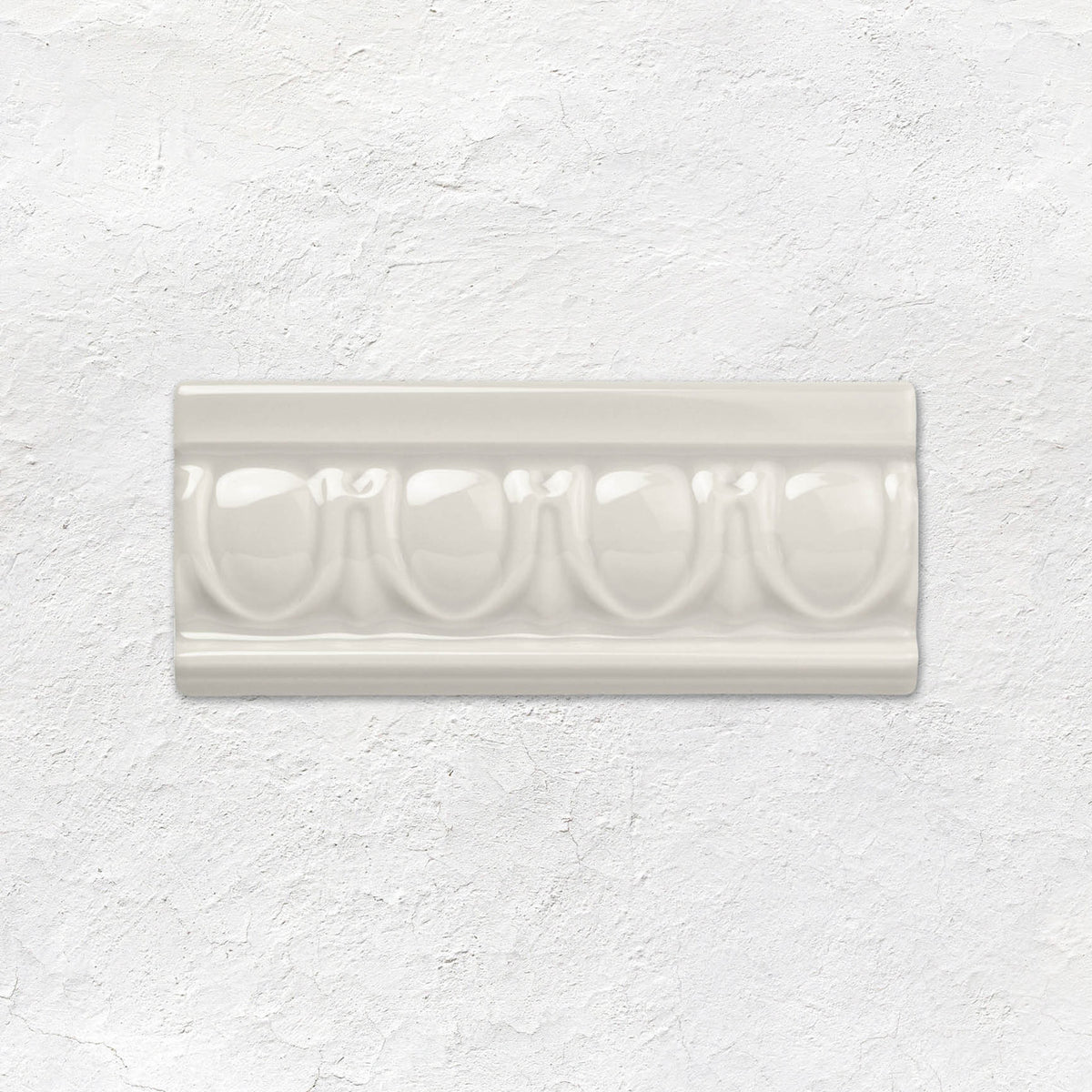 Chancel Grey Egg & Dart Moulding Ceramic Wall Tile 152x65mm - Gloss