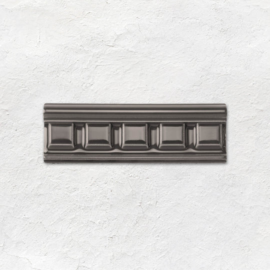 Charcoal Grey Dentil Moulding Ceramic Wall Tile 152x50mm - Gloss