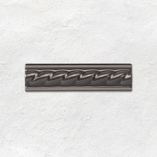 Charcoal Grey Rope Moulding Ceramic Wall Tile 152x40mm - Gloss