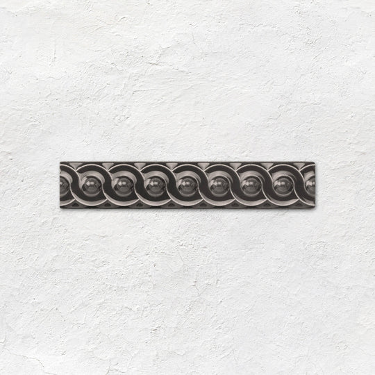 Charcoal Grey Scroll Moulding Ceramic Wall Tile 152x29mm - Gloss