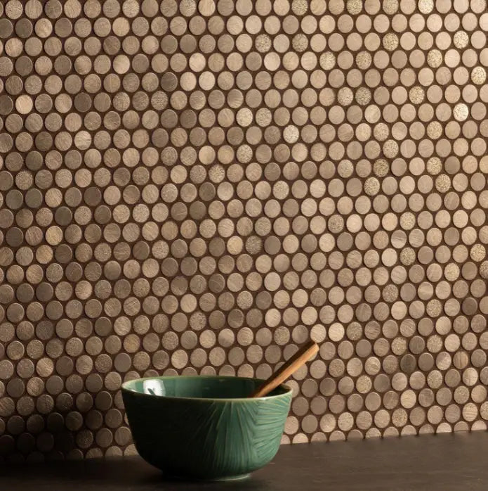 Original Style Tarvos Copper Mixed Finish Penny Round Tiles