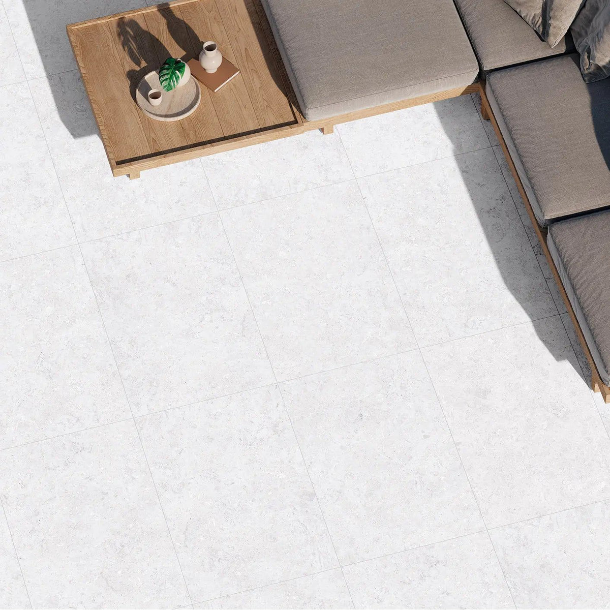 Coralstone Cottone Anti-Slip 60 x 60cm porcelain stone effect tile room setting
