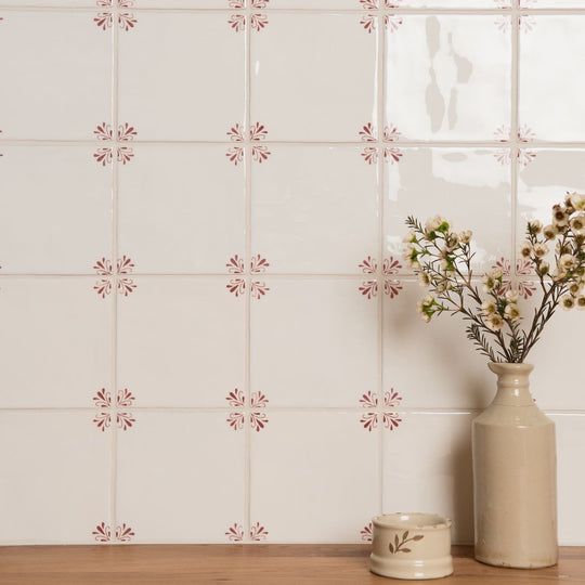 Country Delft Field Tile Ada Burgundy