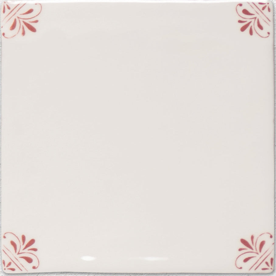 Country Delft Field Tile Beatrix Burgundy