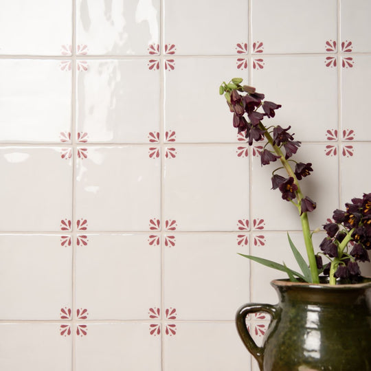 Country Delft Field Tile Cornelia Burgundy