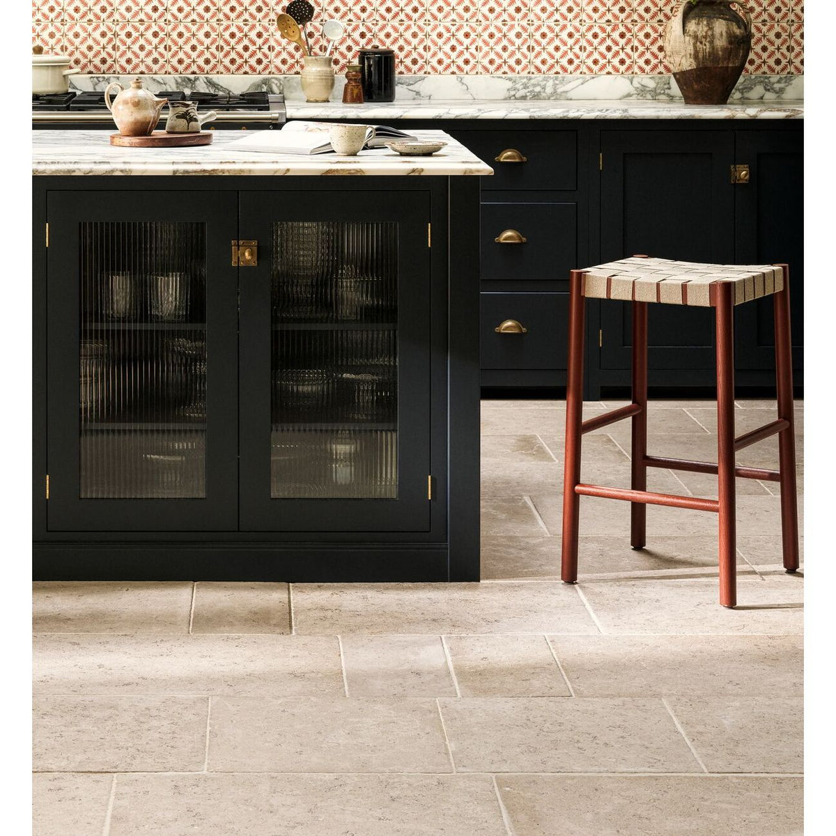 Dijon tumbled limestone 91.5 x 61cm cream and beige natural stone in a room setting