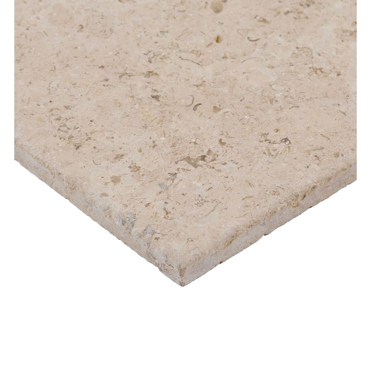 Dijon tumbled limestone 91.5 x 61cm cream and beige natural stone edge profile showing tumbled bevel