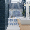 Dakota Flora Ice floral decor gloss wall tiles in a styled room