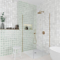 Dakota Flora Peppermint floral decor gloss wall tiles in a styled room