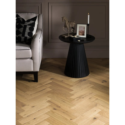 Orkney Beaten Oak pale hand-scraped herringbone close-up