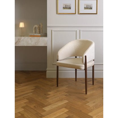 Orkney Gingersnap Oak herringbone flooring in a living room