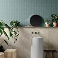 Deco Lingot Aqua 32 x 62.5cm fluted porcelain tile room setting